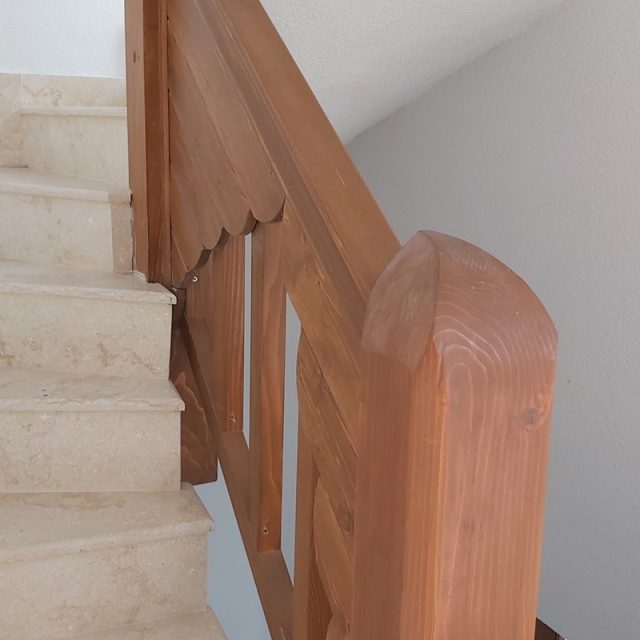 The wooden railing